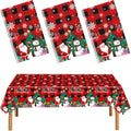 3 Pack Plastic Christmas Tablecloth Red Black Plaid Table Cover Snowman Santa Claus Table Cloth for Xmas Decorations Winter Holiday Party Supplies