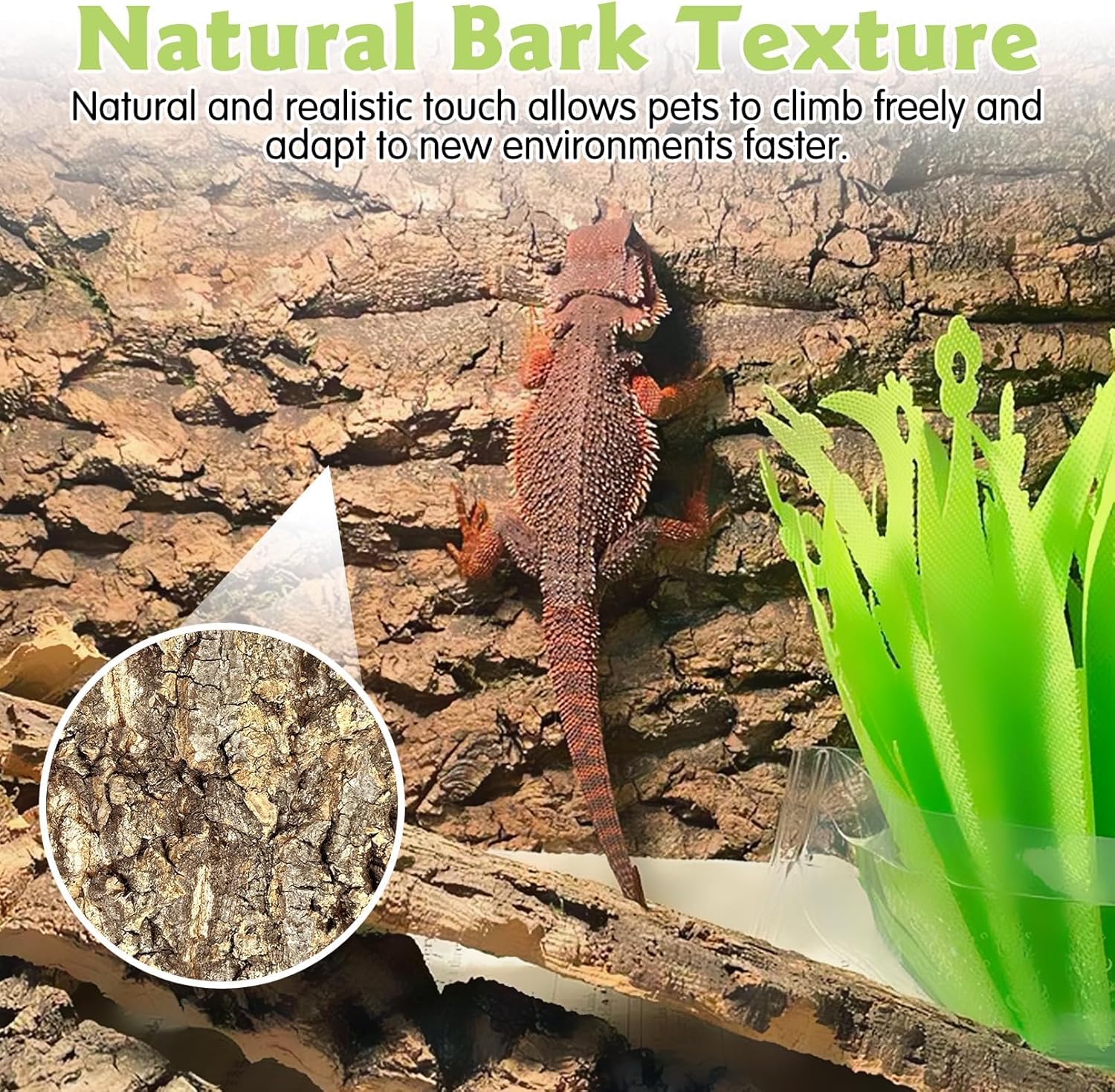 kathson 2PCS Thicker Cork Tile Background Bark 11.8 "L x 11.8" W x 0.7‘’ H Reptile Tank Terrarium Background Natural Reptile Climbing Mat for Spider Gecko Lizard Chameleon Bearded Dragon Snake