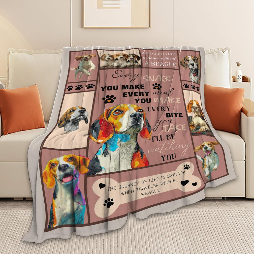 Beagle Throw Blanket Beagle Puppy Stuff Gifts for Dog Lover Kids Girls Boys Adults Women Men Soft Cozy Warm Plush Fluffy Fuzzy Fleece Blanket Decor 40''X50''