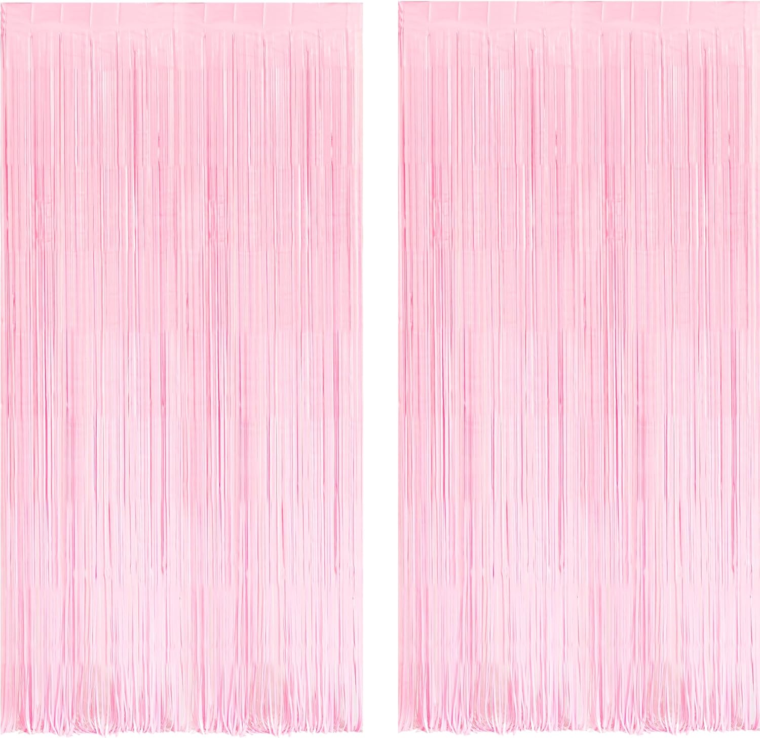 BRAVESHINE Pastel Pink Foil Fringe Curtains Tinsel Backdrop - 2 Pack Photo Booths Party Streamers for Christmas Snowflake Girls Princess Birthdays Baby/Bridal Shower Bachelorette Sweet Bow Decorations