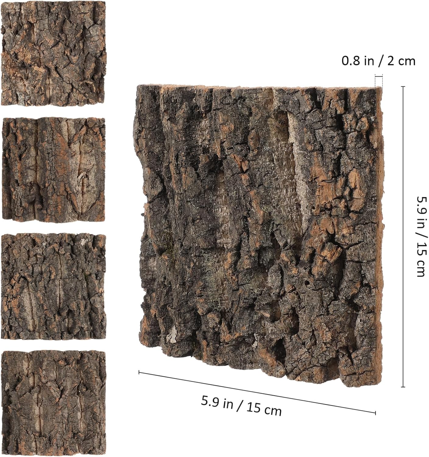 Kisangel 4 Pcs Cork Bark Aquarium Decor, Reptile Tank Background, Bearded Dragon Habitat Accessories, Easy Install, Eco-Friendly, 5.90 X 5.90 X 0.78 Inch