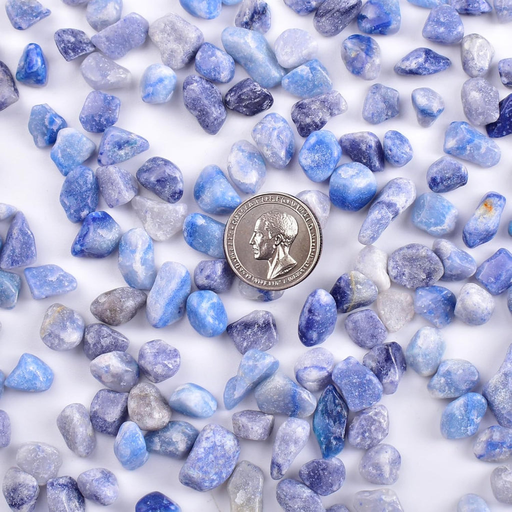 Polished Blue Aventurine Crystal Chips 200 Pcs - 0.3" 10 oz Tumbled Stone Chips Crushed Sea Glass Stones Healing Reiki Crystal Making Home Decoration