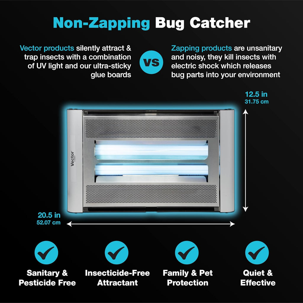 Catchmaster Vector Plasma Screened Light Trap, UV Light Fly Traps, Gnat Traps for House Indoor, Shatterproof Bulbs, UV Lamp Insect Killer, Bug Light for Commercial Kitchen, Warehouse & Restaurants