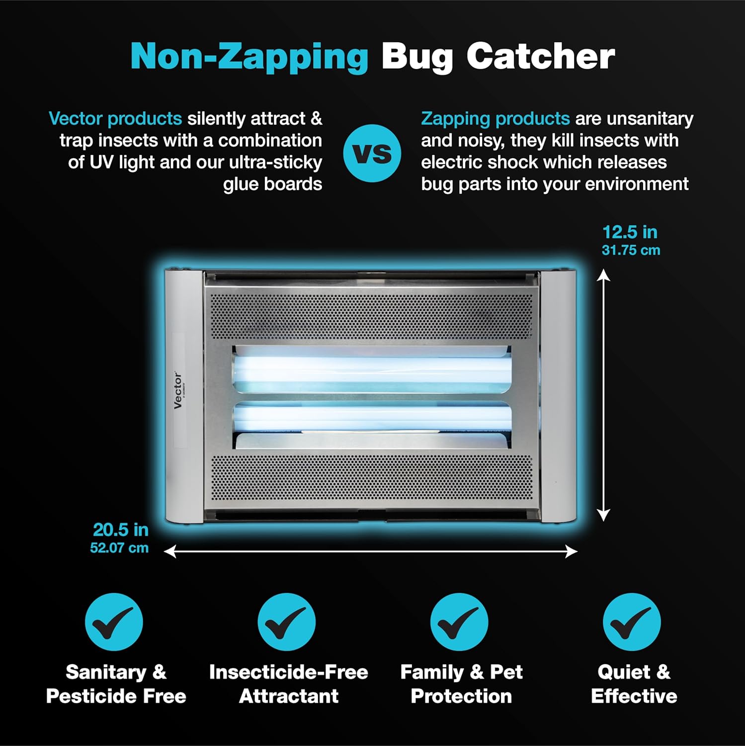 Catchmaster Vector Plasma Screened Light Trap, UV Light Fly Traps, Gnat Traps for House Indoor, Shatterproof Bulbs, UV Lamp Insect Killer, Bug Light for Commercial Kitchen, Warehouse & Restaurants