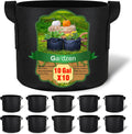 Gardzen 10-Pack 10 Gallon Grow Bags, 300G Thickened Aeration Fabric Pots with Handles, Heavy Duty Cloth Pots for Plants