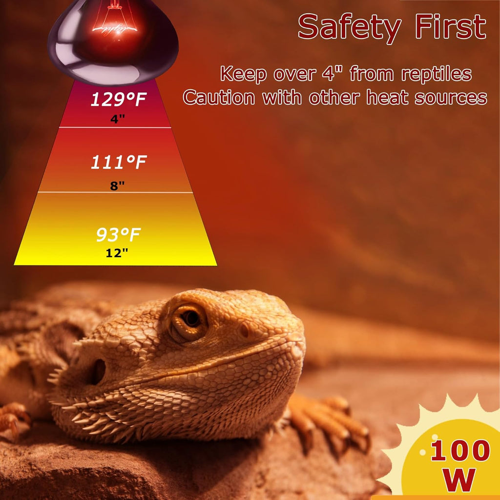 75W Infrared Red Basking Spot Light Bulb – Promotes Growth & Vitality, Heat Lamp for Reptiles & Amphibians, Bearded Dragons, Turtles, Snakes & Chicks, Terrarium & Brooder Heater