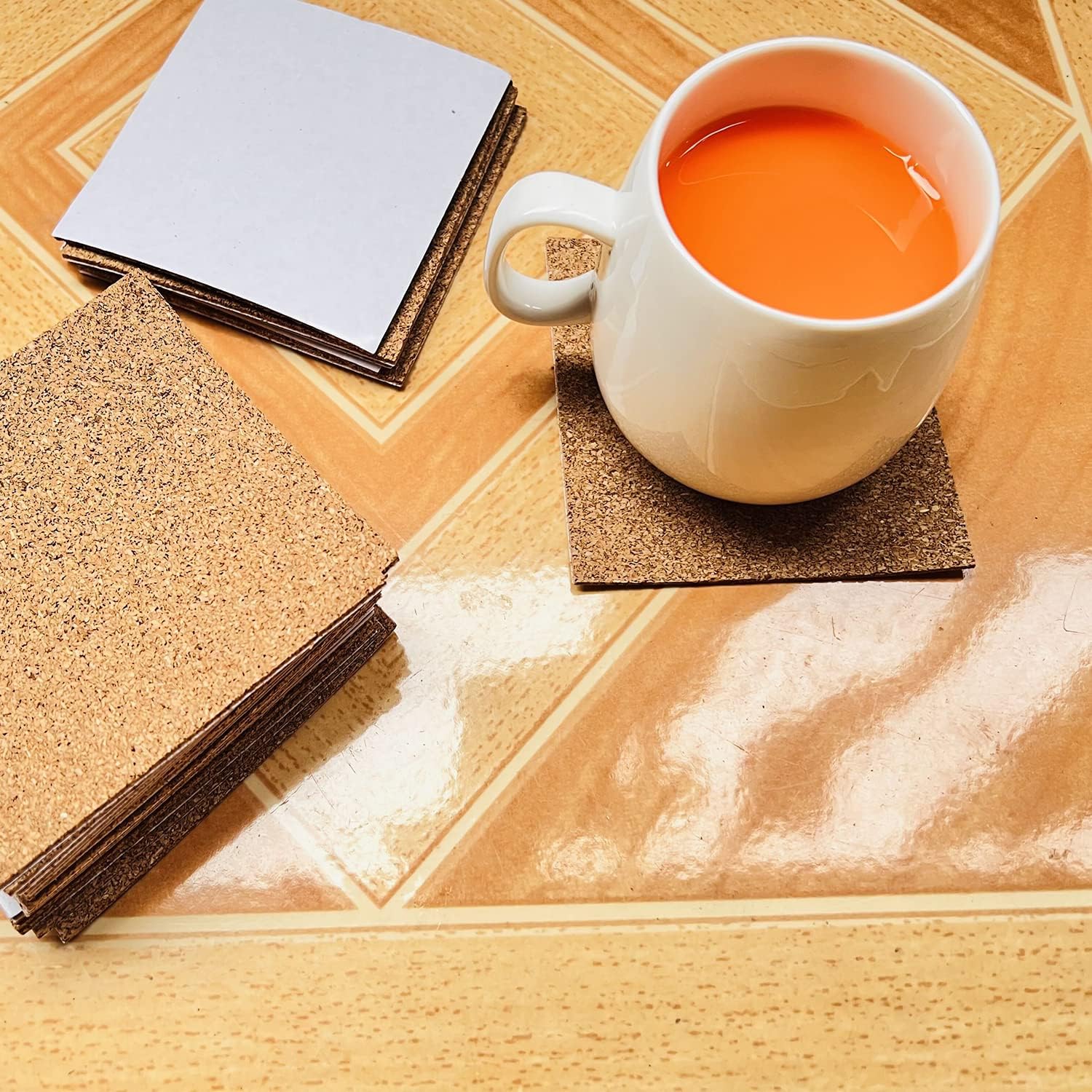 50 Pcs Self Adhesive Cork Squares, MYYZMY 4 x 4 Inch Cork Backing Sheets, 2mm Thick