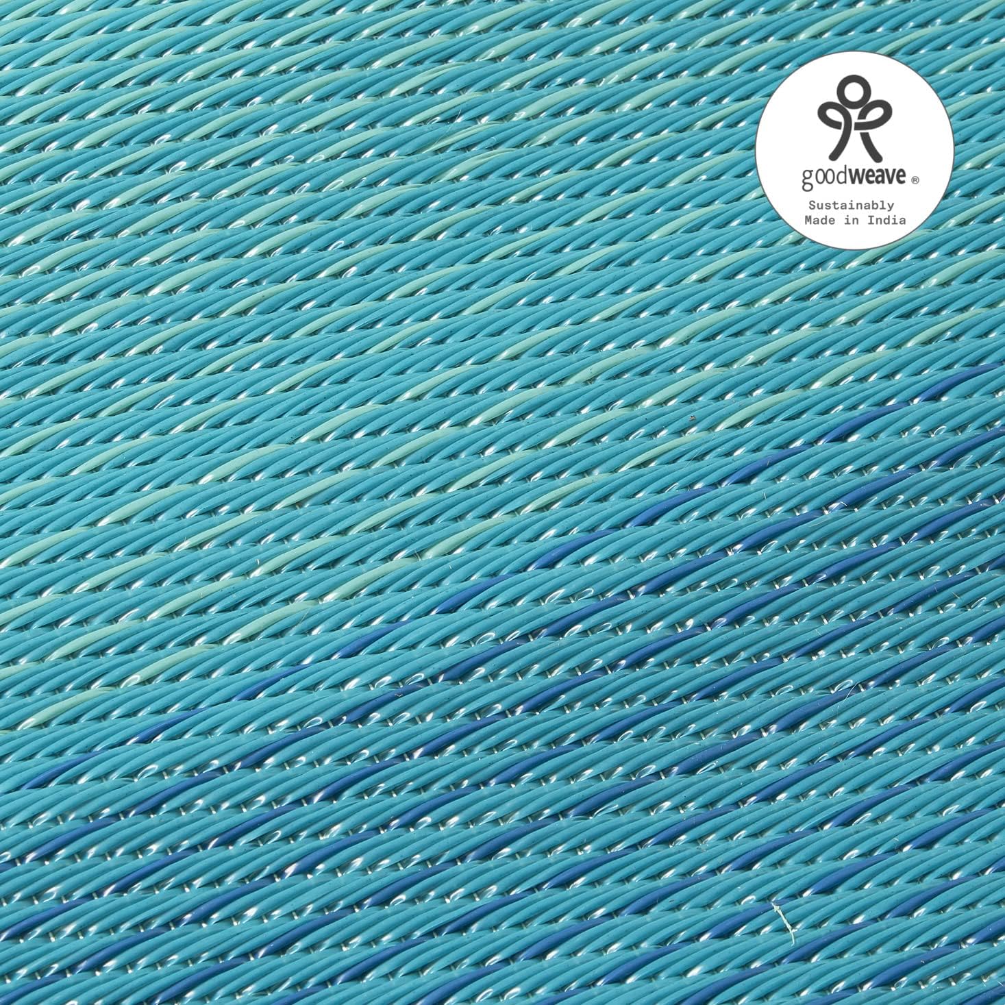 Fab Habitat Outdoor Rug - Waterproof, Fade Resistant, Crease-Free - Premium Recycled Plastic - Ombre - Patio, Porch, Deck, Balcony - Big Sur - Teal - 5 x 8 ft