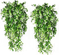 RECUTMS 4 Pack Artificial Plants Hanging Faux Eucalyptus Leaf Greenery Fake Plant for Wall House Room Patio Indoor Outdoor Home Shelf Office Decor (White)