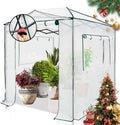 EAGLE PEAK Instant Pop-up Greenhouse, Indoor Outdoor Plant Gardening Green House, Roll-Up Zipper Doors and Side Windows, Walk in 8x6 ft, White/Clear