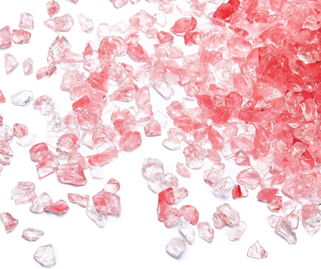 TWINKLING High Luster Fire Glass Gravel Stone Glitter,Broken Glass,Fire Gems Chips,Crushed Glass for Fire Pit Crafts Resin Art Aquarium Garden Decoration,3-6mm,1-Pound Jar (Watermelon Red)