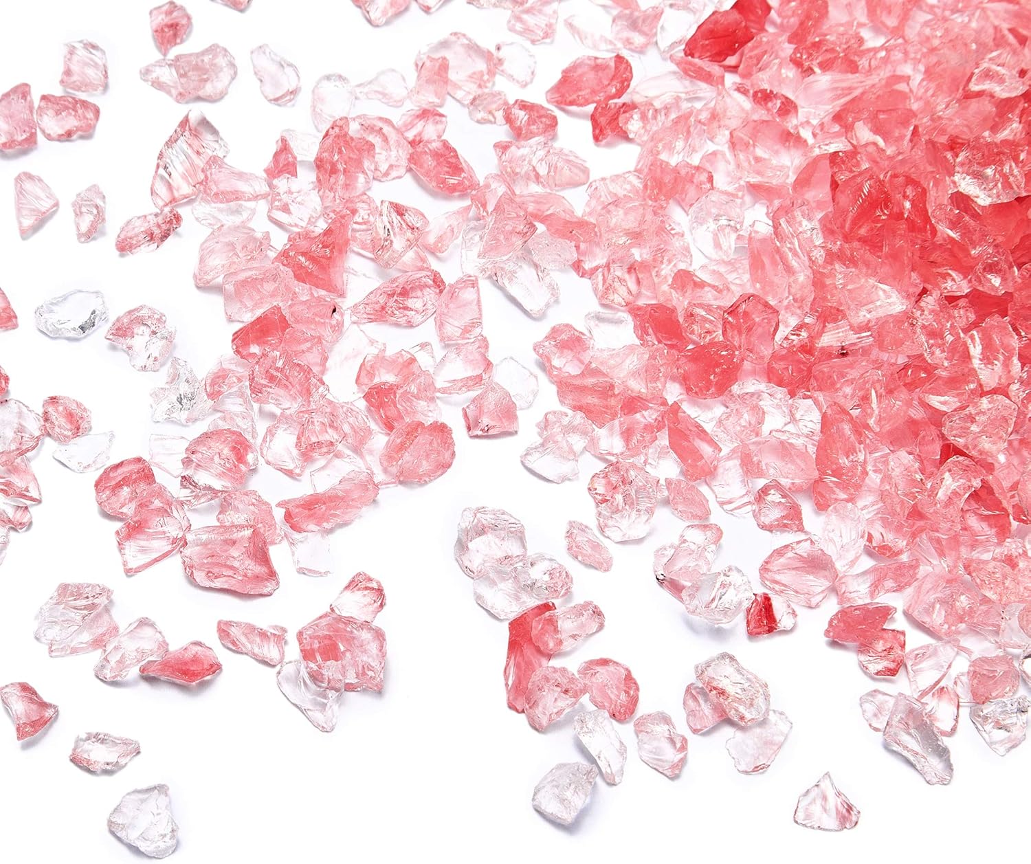 TWINKLING High Luster Fire Glass Gravel Stone Glitter,Broken Glass,Fire Gems Chips,Crushed Glass for Fire Pit Crafts Resin Art Aquarium Garden Decoration,3-6mm,1-Pound Jar (Watermelon Red)