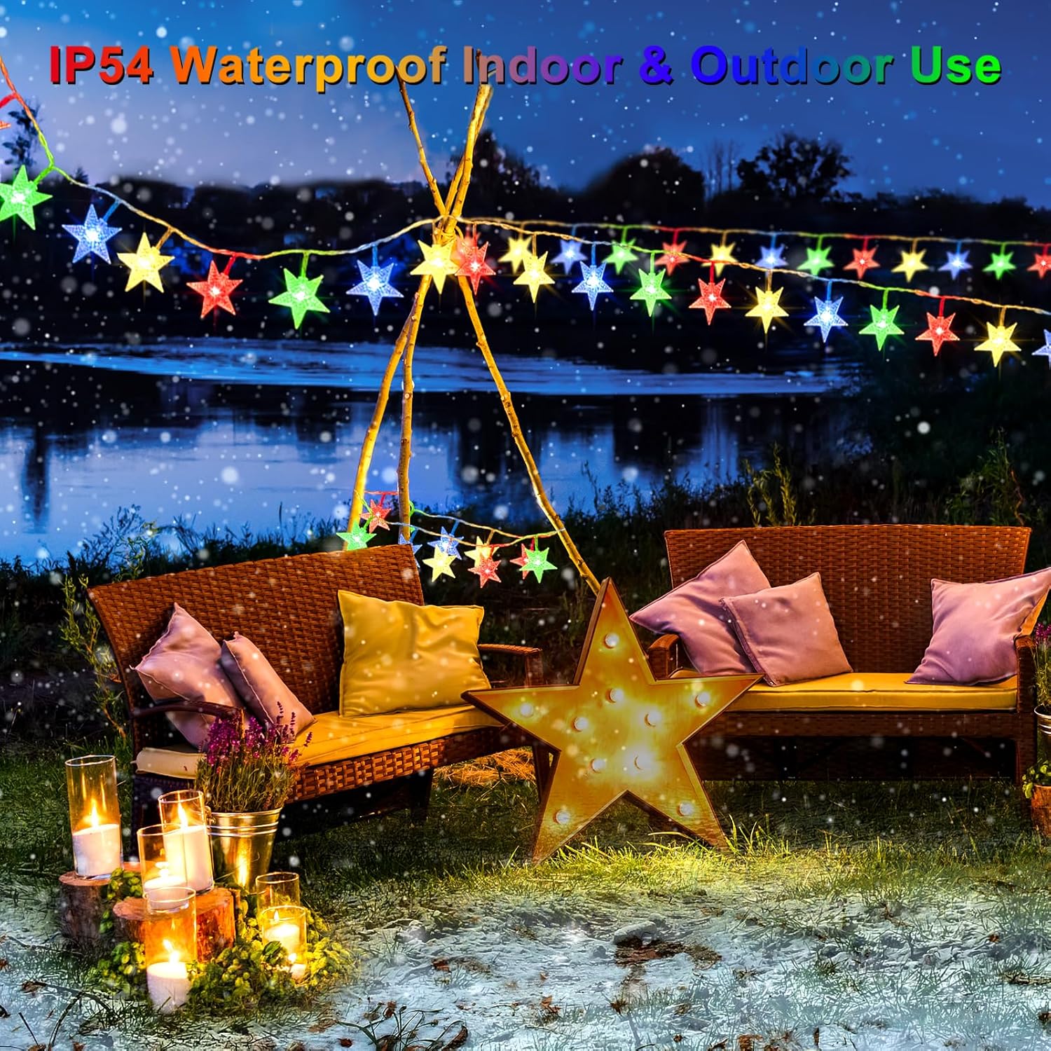 echosari Star String Lights Battery Powered, 13ft 40LED Christmas Star Fairy Light with Timer for Kids Gift Bedroom Wedding Party Decor (Multicolor)