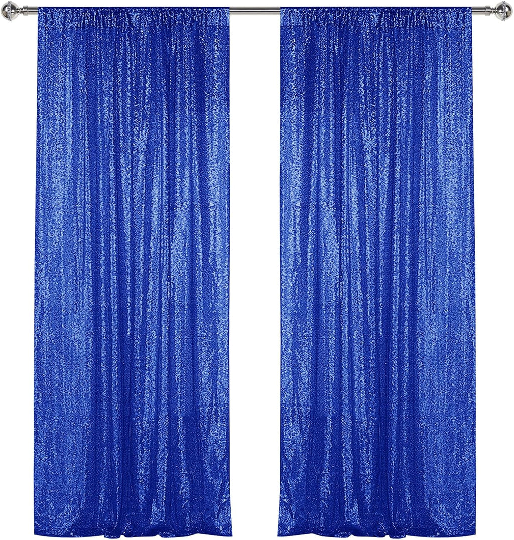 Sugargirl Navy Blue Sequin Backdrop Curtain 2 Panels 2FTx8FT Glitter Navy Blue Background Drapes Sparkle Photography Backdrop for Party Wedding Birthday Wall Decoration