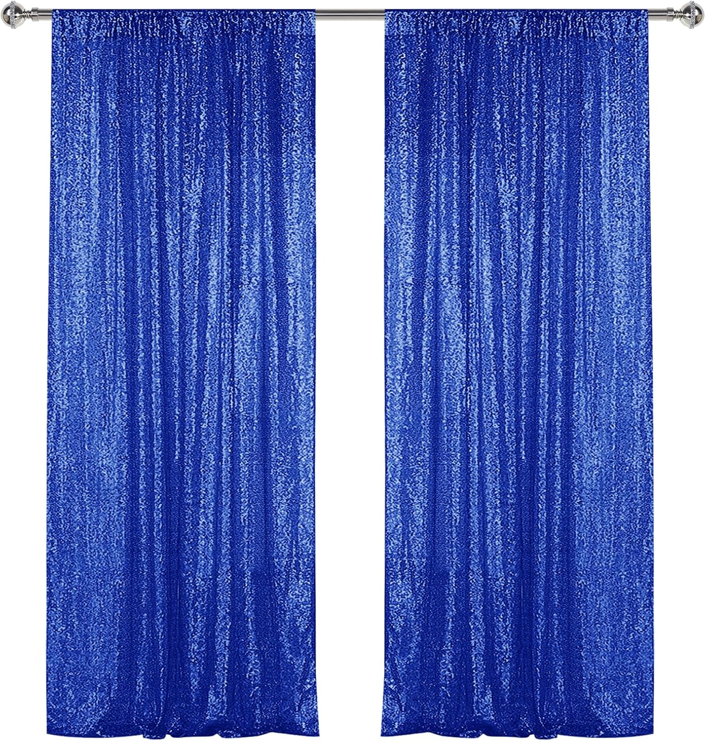 Sugargirl Navy Blue Sequin Backdrop Curtain 2 Panels 2FTx8FT Glitter Navy Blue Background Drapes Sparkle Photography Backdrop for Party Wedding Birthday Wall Decoration