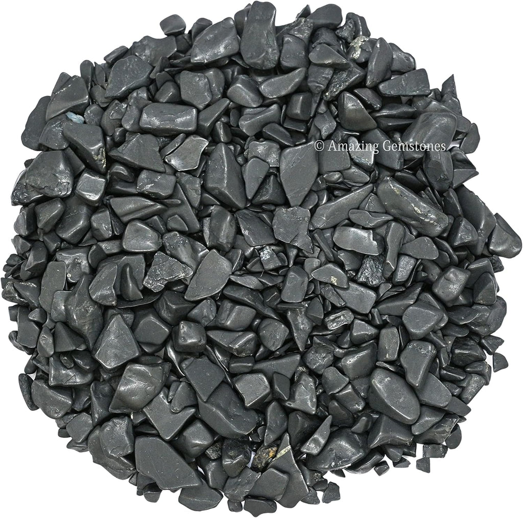 Amazing Gemstone Shungite Crystal Chips Aquarium Gravel Rocks - Shungite Chips Bulk Fish Tank Gravel, Small Tumbled Stone Chips and Tiny Crystals for Decoration (Natural AAA Grade) (1000+ Carat Chips)