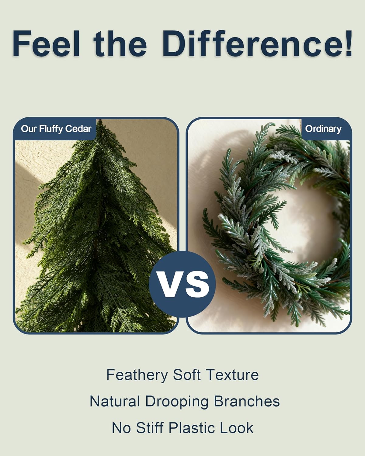 12FT (2 * 6FT) Real Touch Cedar Garland - Lush & Feathery Artificial Pine Garland, Unlit Faux Greenery for Mantle Staircase, Natural Woodsy Charm Christmas Decor Indoor Outdoor