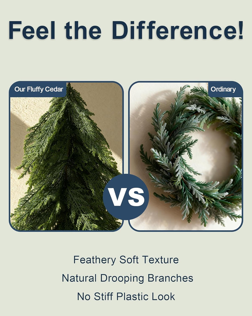18FT (2 * 9FT) Fluffy Cedar Garland - Extra Long Real Touch Artificial Garland, Full & Soft Faux Greenery for Grand Mantle Staircase Door, Rustic Farmhouse Christmas Decor Indoor Outdoor