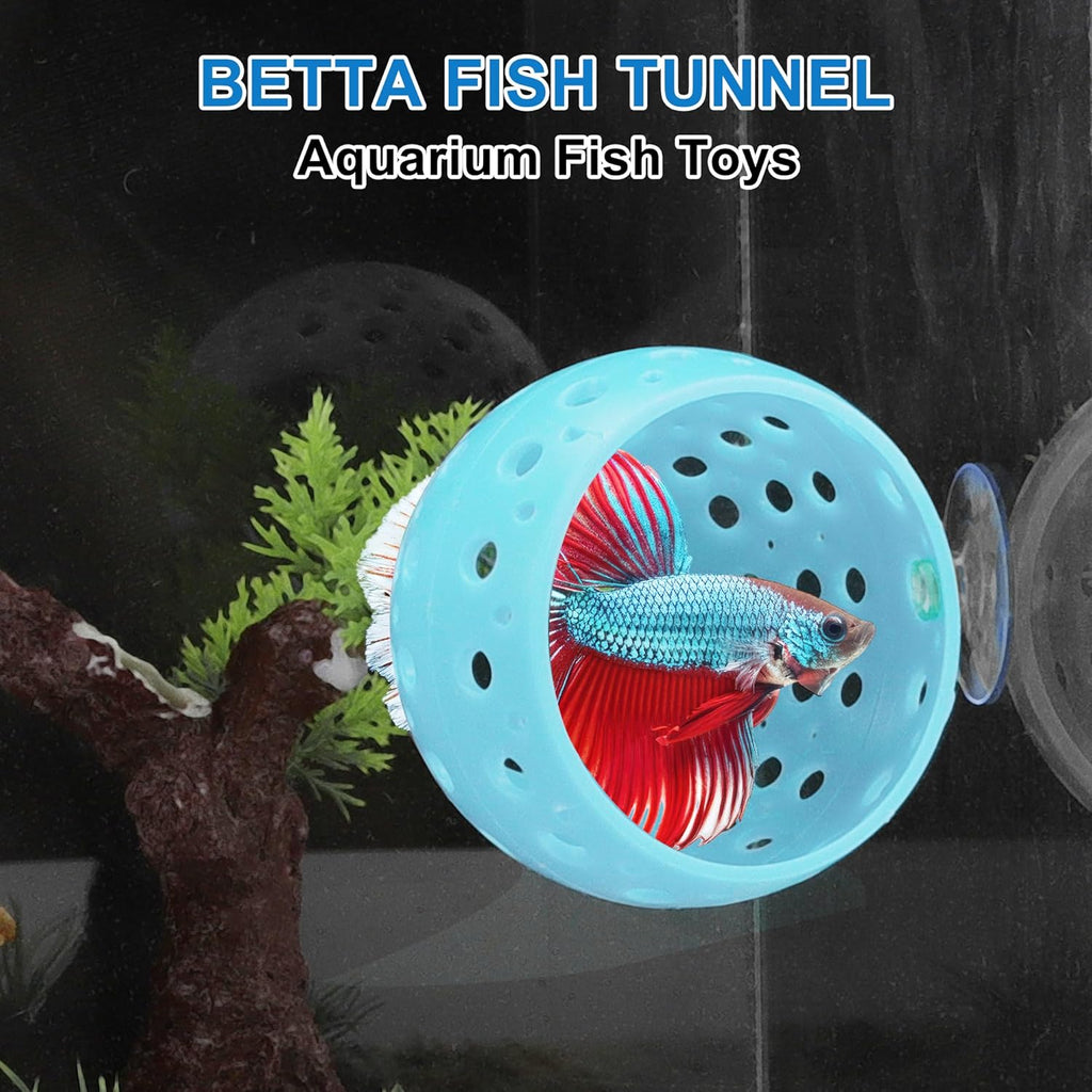 Betta Hideout Tunnel, Interactive Aquarium Decor, Aquarium Tunnel for Betta, Exciting Hiding Spot, Blue