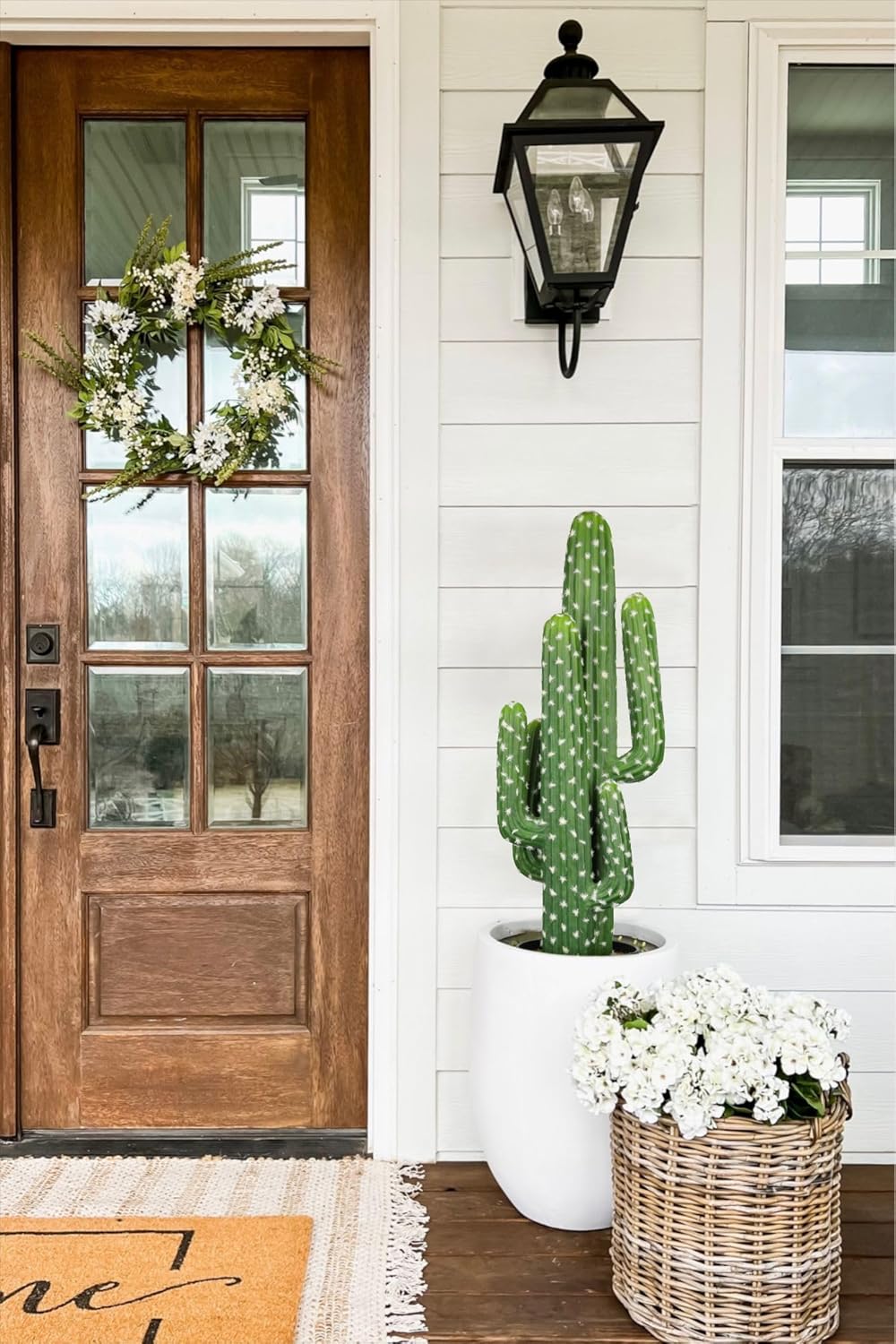DILATATA Tall Fake Cactus Plant 28 inch Large Artificial Cactus Tree 'Saguaro Cactus' Faux Cactus Desert Plants Big Fake Cacti for Home Garden Office Decor
