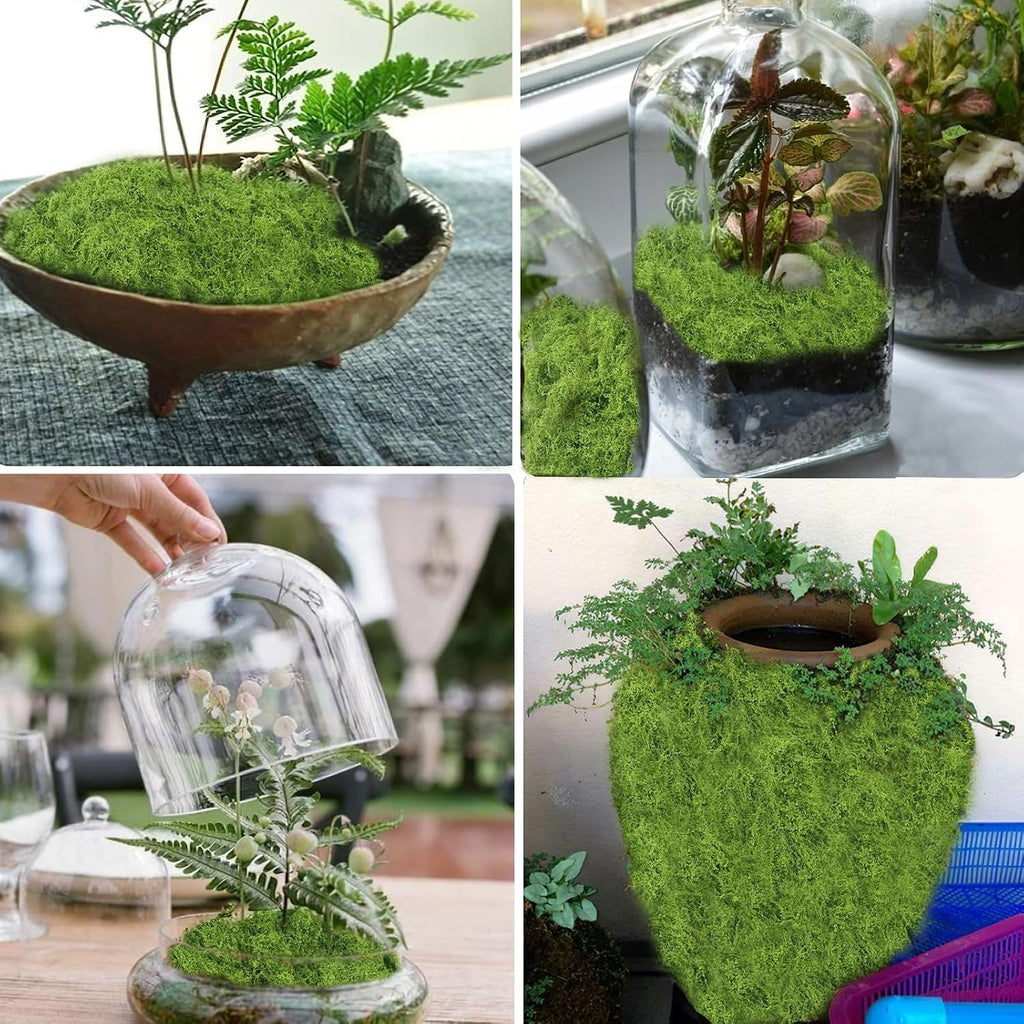 Artificial Faux Moss, 1.76 oz Fake Green Moss for Crafts Preserved, Artificial Moss for DIY Scenery, Fake Moss Decor Decorative Table, Centerpieces Decor, Fairy Garden, Floral Wedding