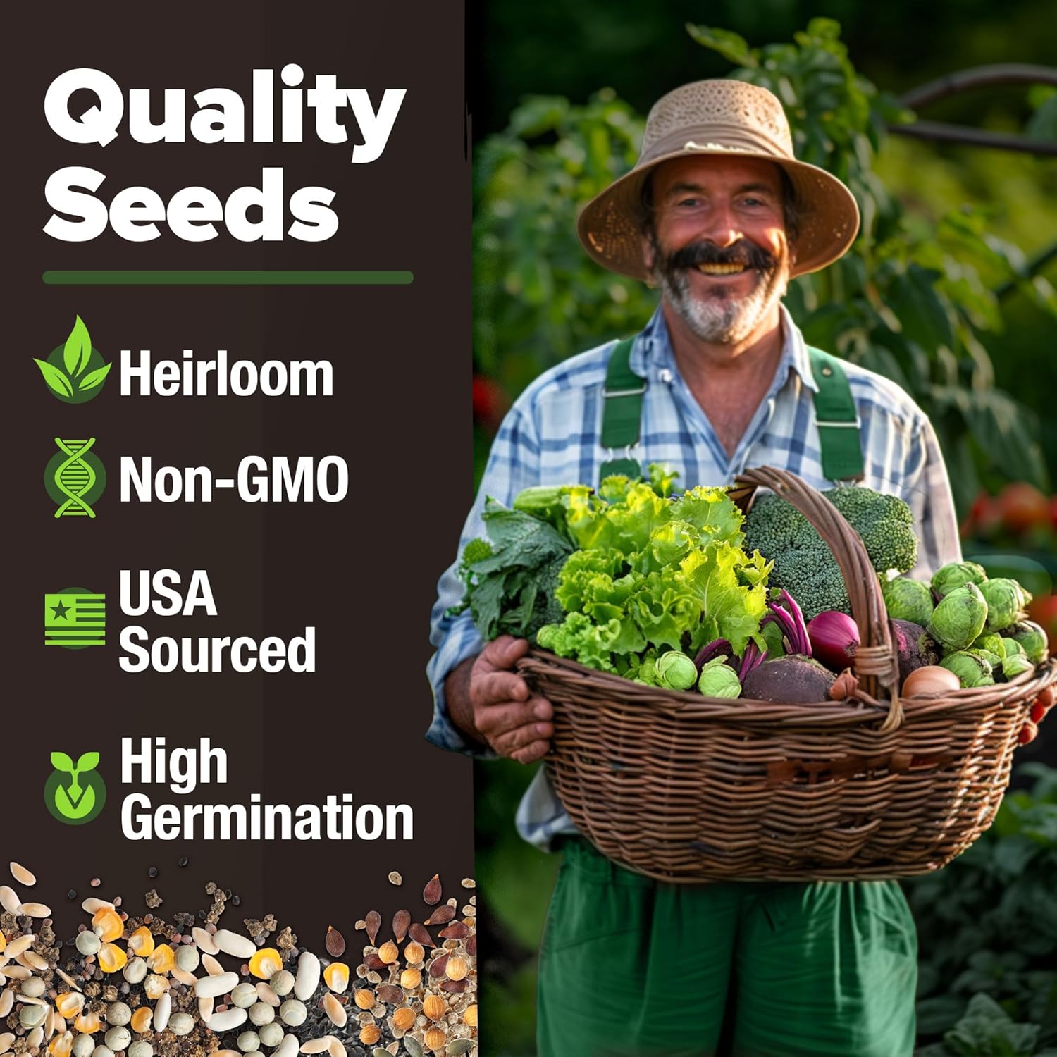 HOME GROWN 12 Fall Vegetable Seeds 6,000+ Heirloom Seeds for Fall & Winter Planting – Beets, Broccoli, Cabbage, Kale, Onion, Pumpkin, Turnip, Lettuce, Peas & More for Home Garden