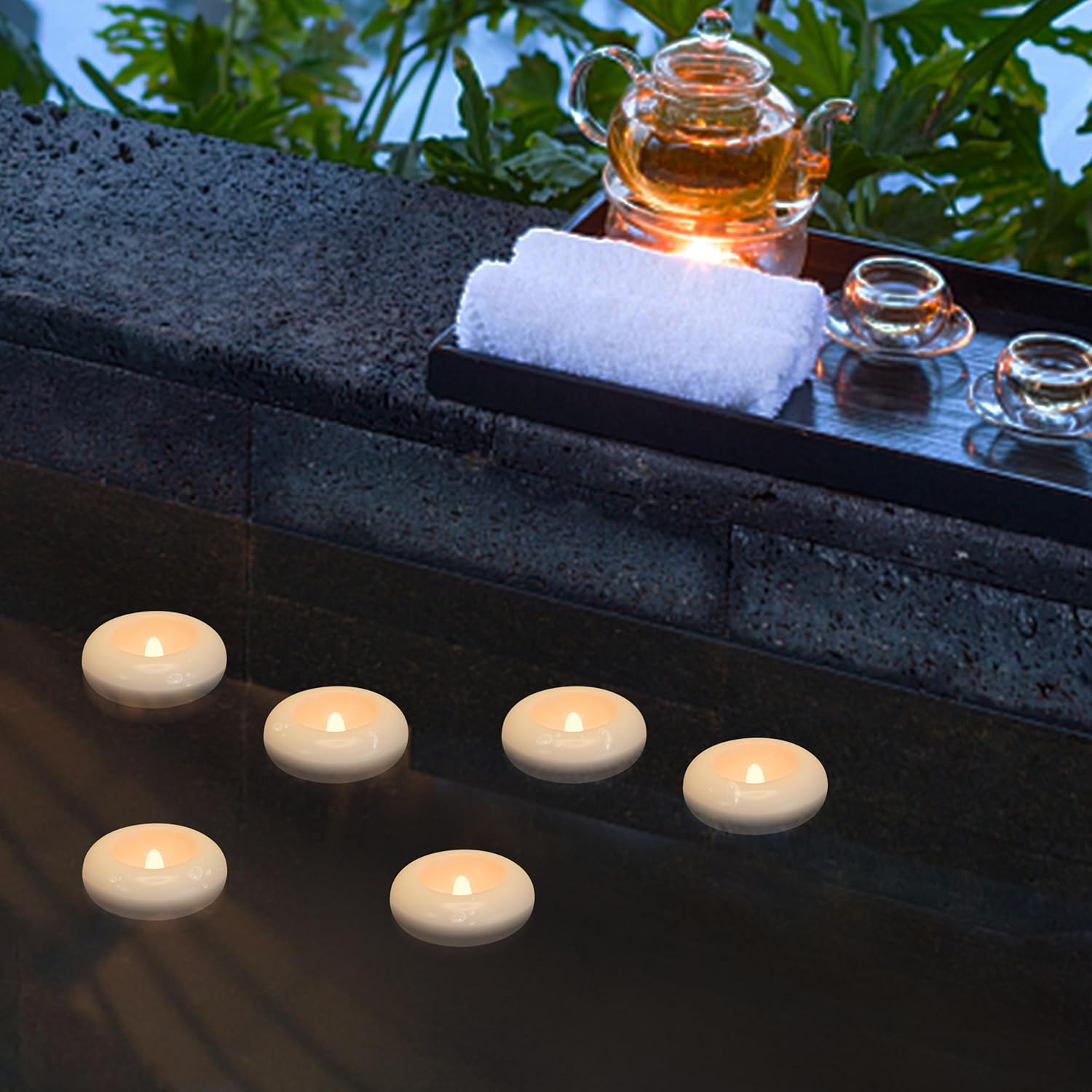 Aignis 24pcs LED Flameless Floating Candles, Burning Time Over 120 Hours, 3 Inch Plastic Battery Operated Tealights, Cozy White Light for Pool/Bathtub/Hot Bath/Wedding Centerpiece Decor Décor