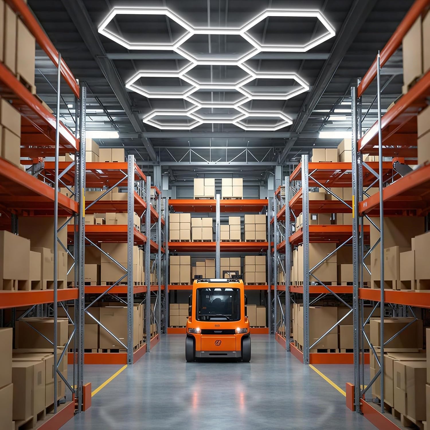 BRILLIHOOD Hexagon Garage Lights, 10-100% Dimmable LED Honeycomb Lights, 23040LM, 6500K Super Bright, 5 Grid Systems Car Detailing Lighting for Warehouse Workshop Basement Gym