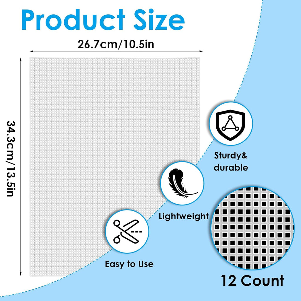 12 Pieces 7 Count Plastic Mesh Canvas Sheets for Embroidery, Acrylic Yarn Crafting, Knit Crochet Projects and Make Aquarium Dividers (10.5 X 13.5 Inch)