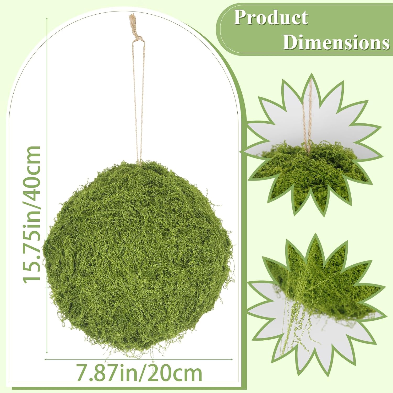 Fake Moss Balls Decorative Faux Moss Balls 8" Artificial Balls for Outdoors Large Green Hanging Balls Bowl Fillers for Centerpiece Balls Home Party Wedding Decor