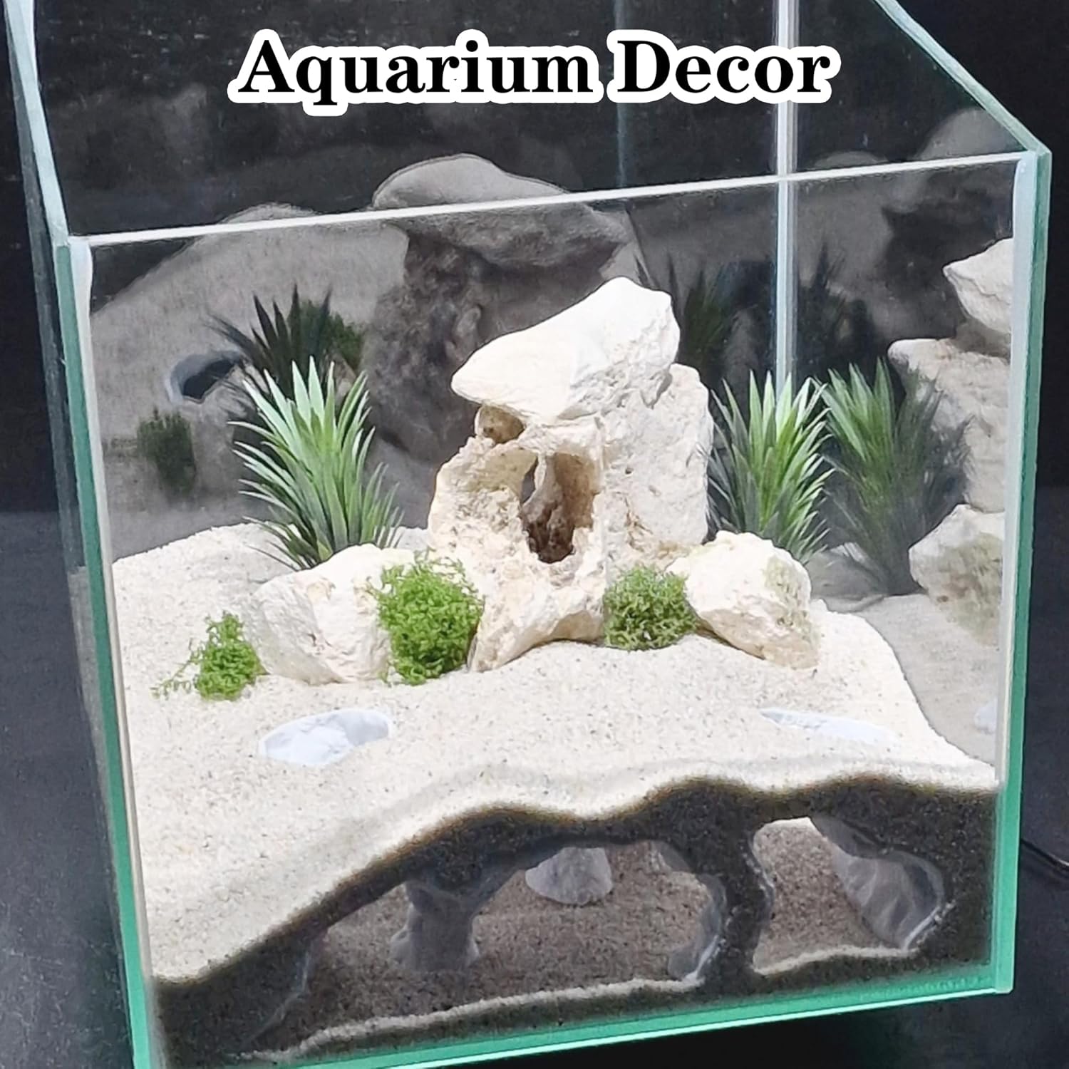 Aquarium Cave Decor，Under Gravel Tunnel Hideout with Viewing Ports, Substrate-Friendly Fish Tank Decoration for Pleco, Shrimp & Corydoras (Desert Yellow, Extra Small)