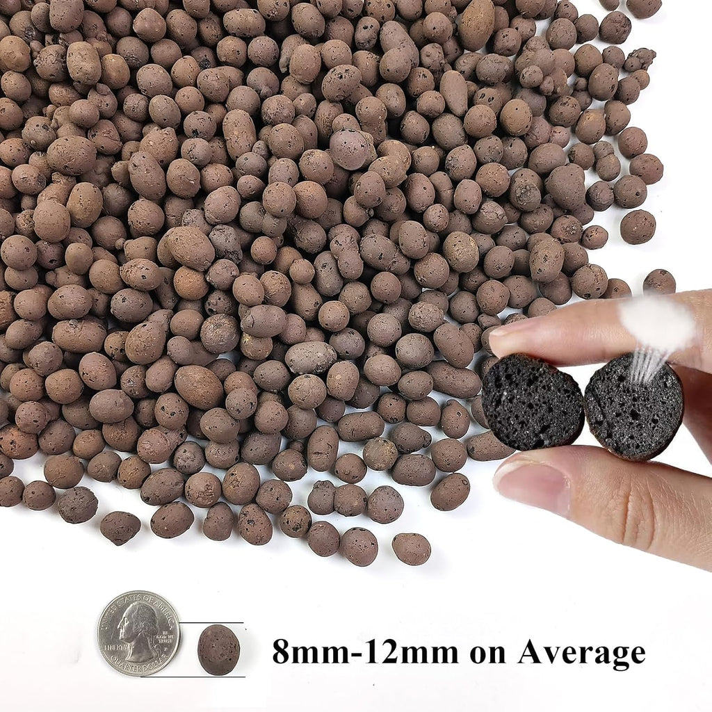 2 lbs Clay Pebbles for Plants, 8-12 mm Leca Clay Balls for Indoor Plants, Orchid Potting Mixes, Hydroponic Growing, Aquaponics, Potted Top Dressing and Drainage