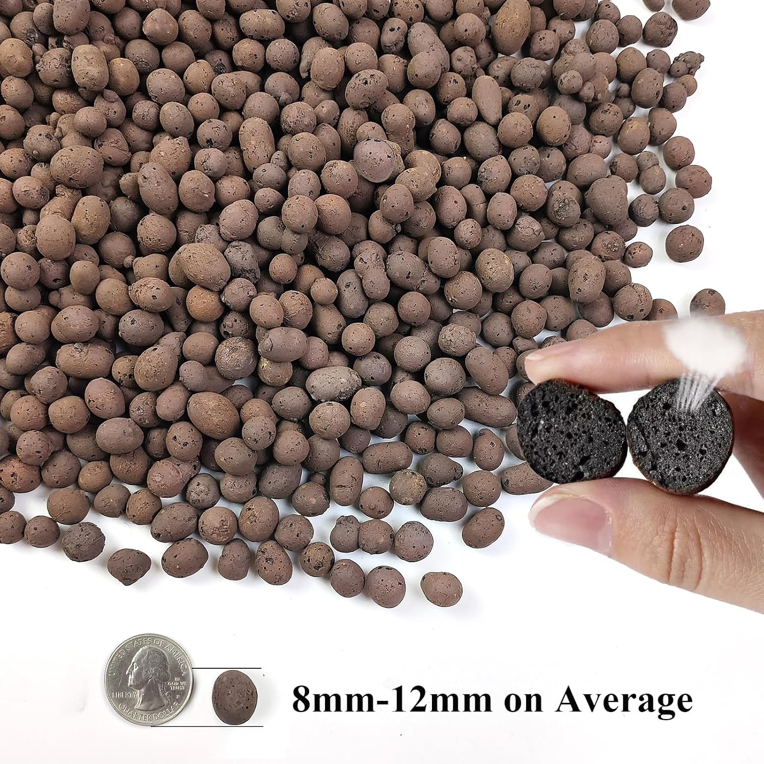 5 lbs Clay Pebbles for Plants, 8-12 mm Leca Clay Balls for Indoor Plants, Orchid Potting Mixes, Hydroponic Growing, Aquaponics, Potted Top Dressing and Drainage