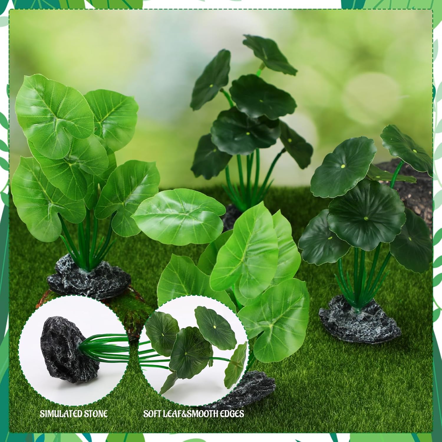 Fish Tank Plant Decorations 4-Pack, Realistic Betta Leaf Hammock Artificial Silk Aquarium Plants for Terrarium Plants Accessories, Goldfish, Reptile Plants Aquarium Decor