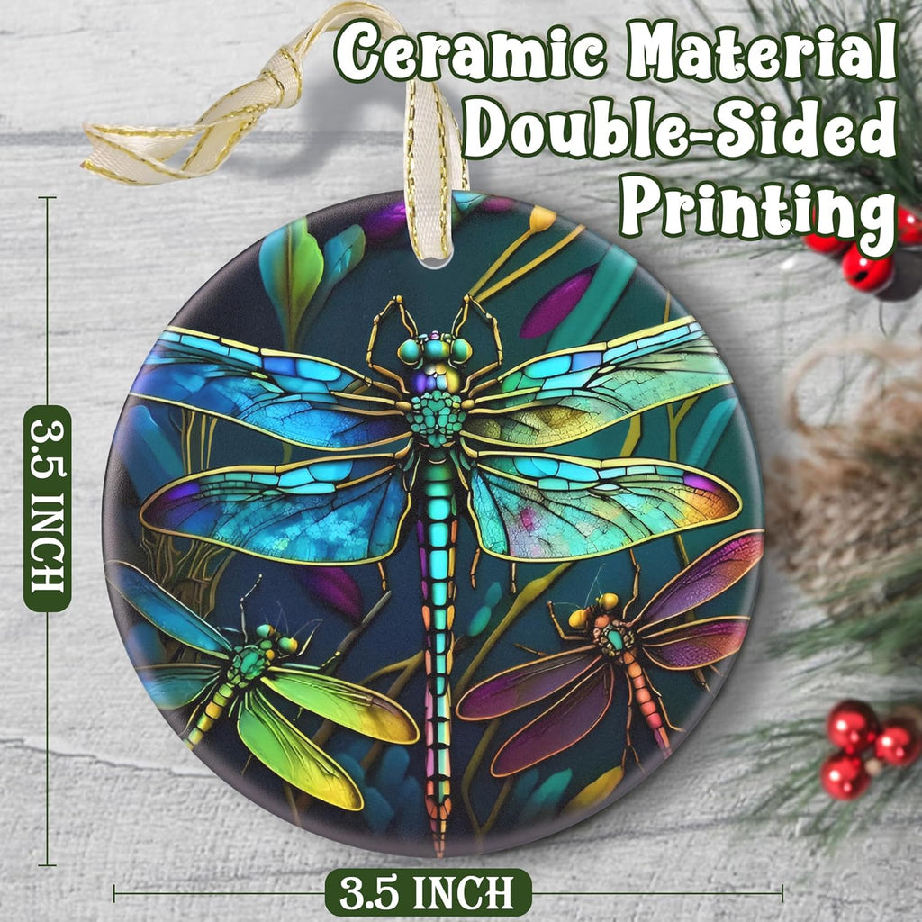 Dragonfly 2025 Christmas Tree Ornament - Christmas Decoration, Round Ceramic Holiday Decor, Gift Idea for Friends