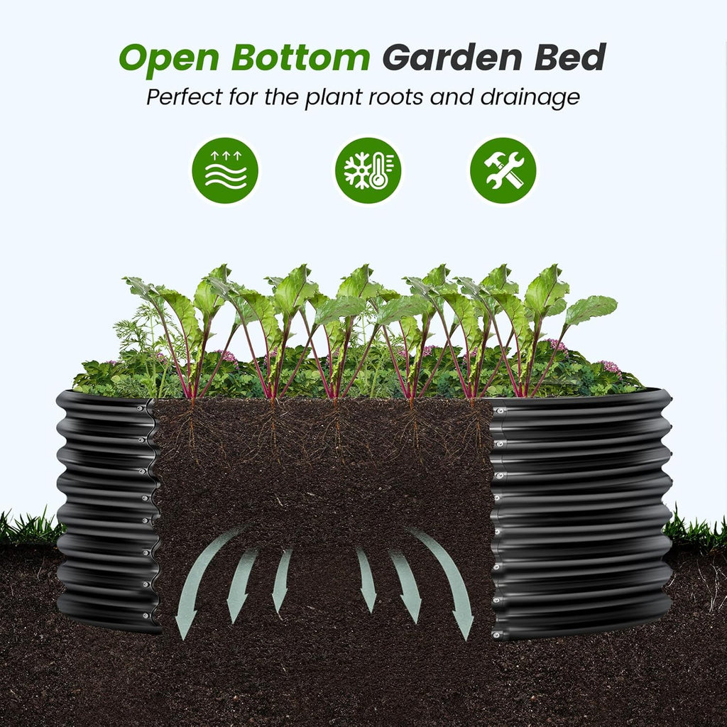 Land Guard 4×4×2ft Galvanized Raised Garden Bed Kit 2Pcs, Planter Raised Garden Beds Outdoor, Round Clearance Raised Garden Beds for Gardening Vegetables (Gray)