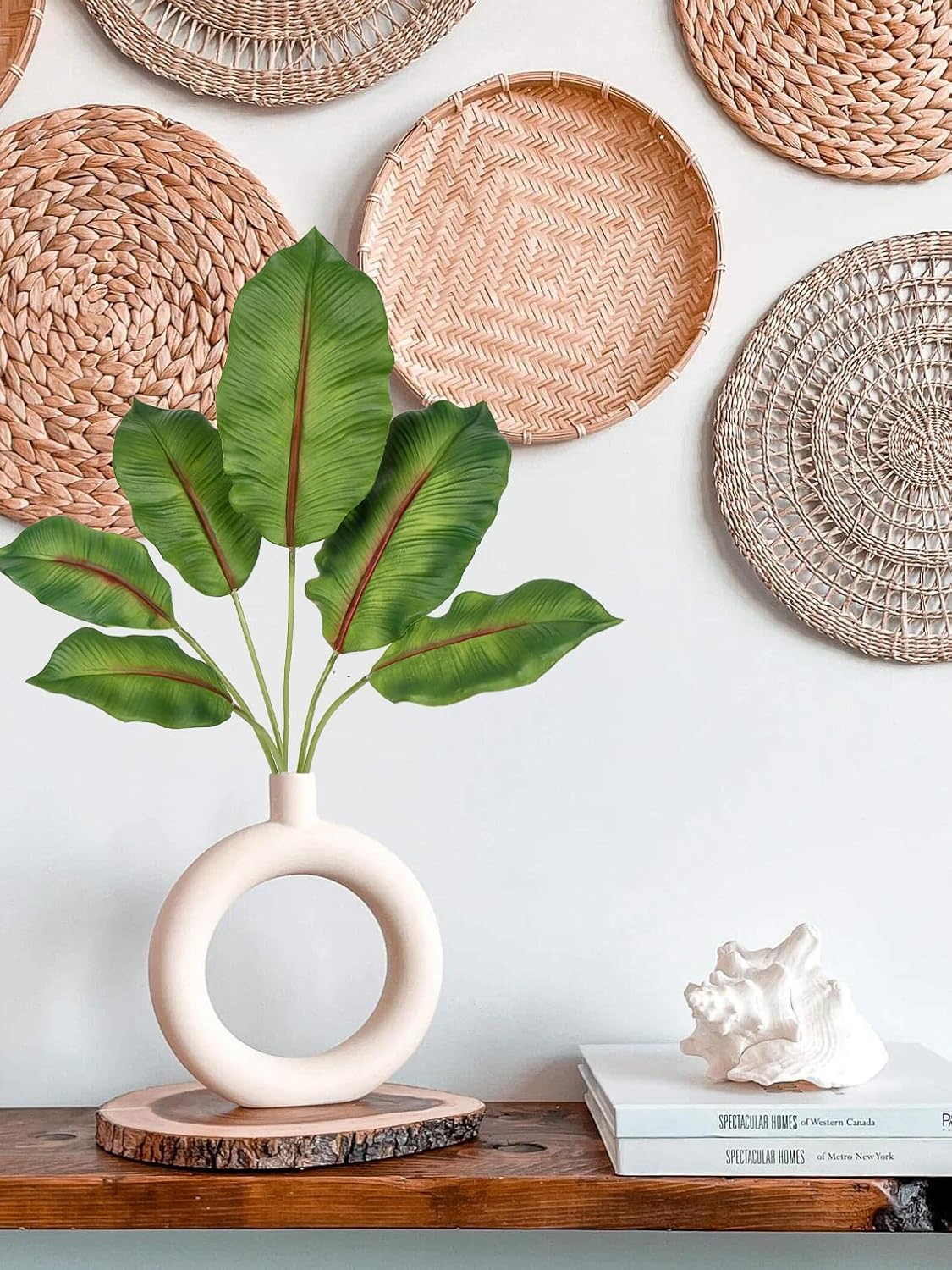 16.5" Pu Foam Artificial Banana Leaves Bird of Paradise Frond Tropical Palm Leaves Faux Banana Leaf Plant for DIY Wedding Fake Leaves for Centerpieces Arrangements Banana Stem for Party Home Decor