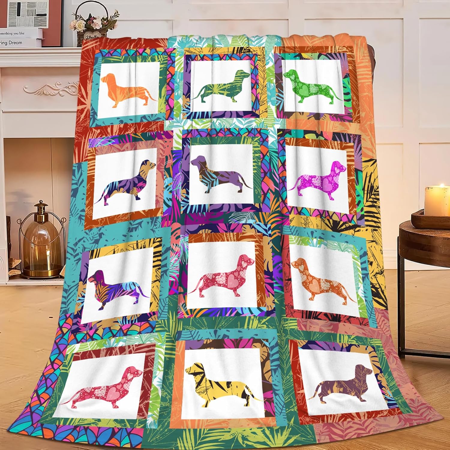 Dachshund Throw Blanket Dachshund Puppy Stuff Weiner Dog Gifts for Women Adults Men Dog Lover Kids Girls Boys Soft Cozy Warm Plush Fluffy Fuzzy Fleece Blanket Decor 60''X80''