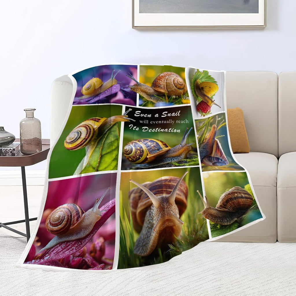 Snail Blanket Snail Lover Throw Blankets Gifts for Girls Boys Kids Soft Cozy Fleece Plush for Couch Sofa Bed 80"x60"