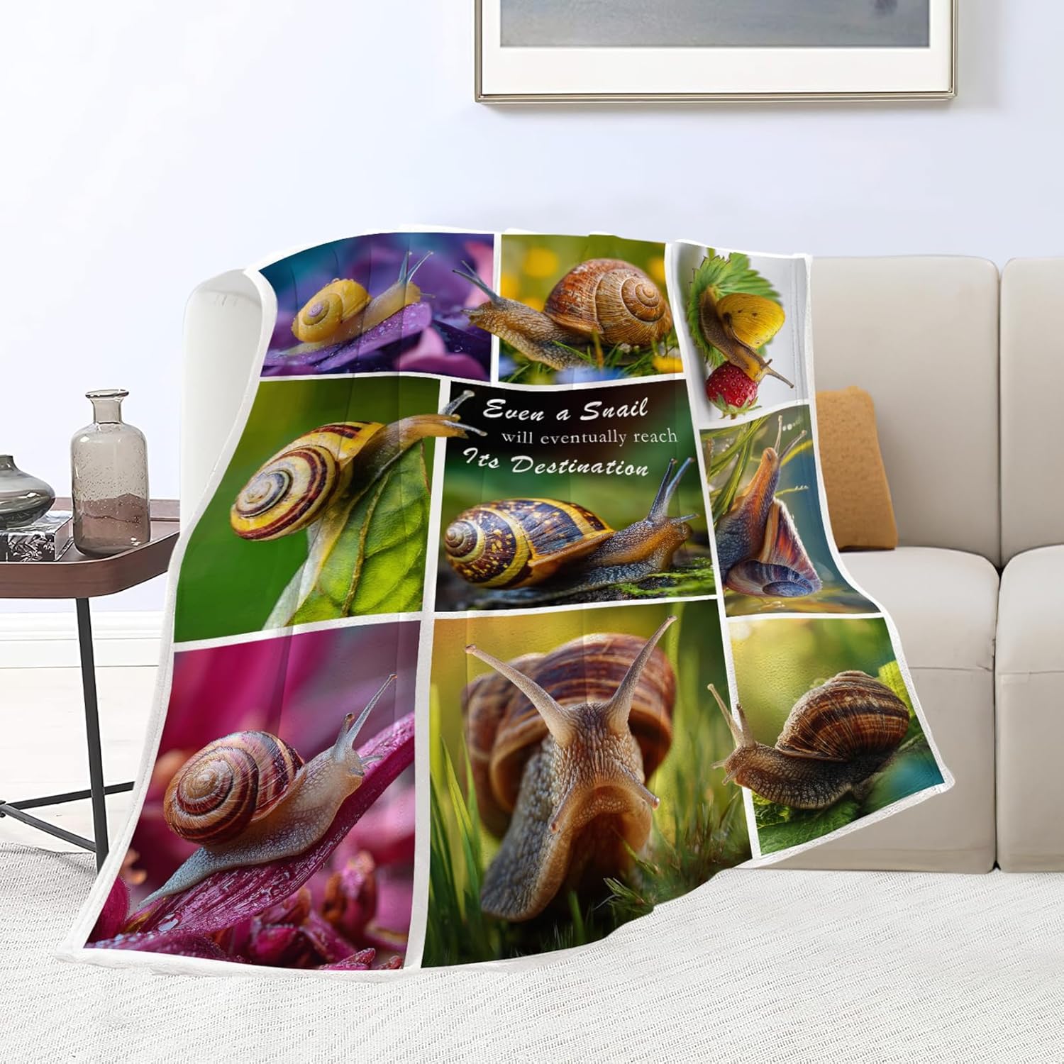 Snail Blanket Snail Lover Throw Blankets Gifts for Girls Boys Kids Soft Cozy Fleece Plush for Couch Sofa Bed 50"x40"