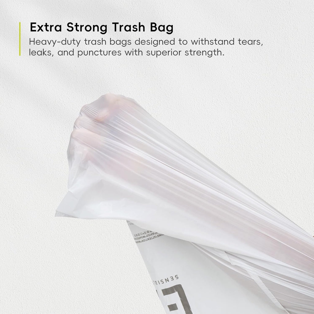 EKO Easy-Dispense Roll 80 Count Extra-Strong Drawstring Tall Kitchen Trash Bag, 8-9.5 Gallon Trash Bag (30.3L-36L) 1 Pack White, Code E