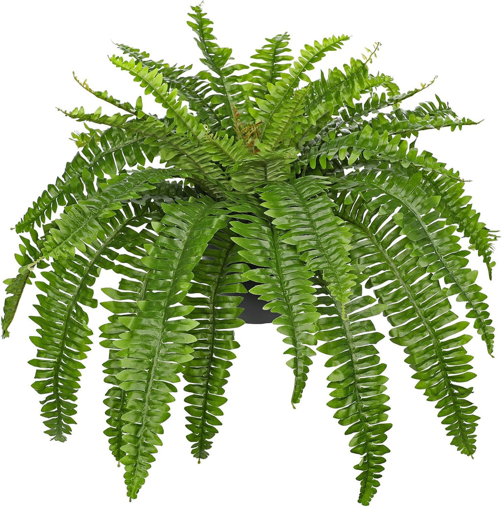 Hollyone Artificial Fern Plants in Pot 34.6" Large Artificial Boston Fern 39 Leaves for Outdoors & Indoor Faux Potted Plant Fake Ferns Bush Plant for Patio Garden Farmhouse Porch Home Decor Green
