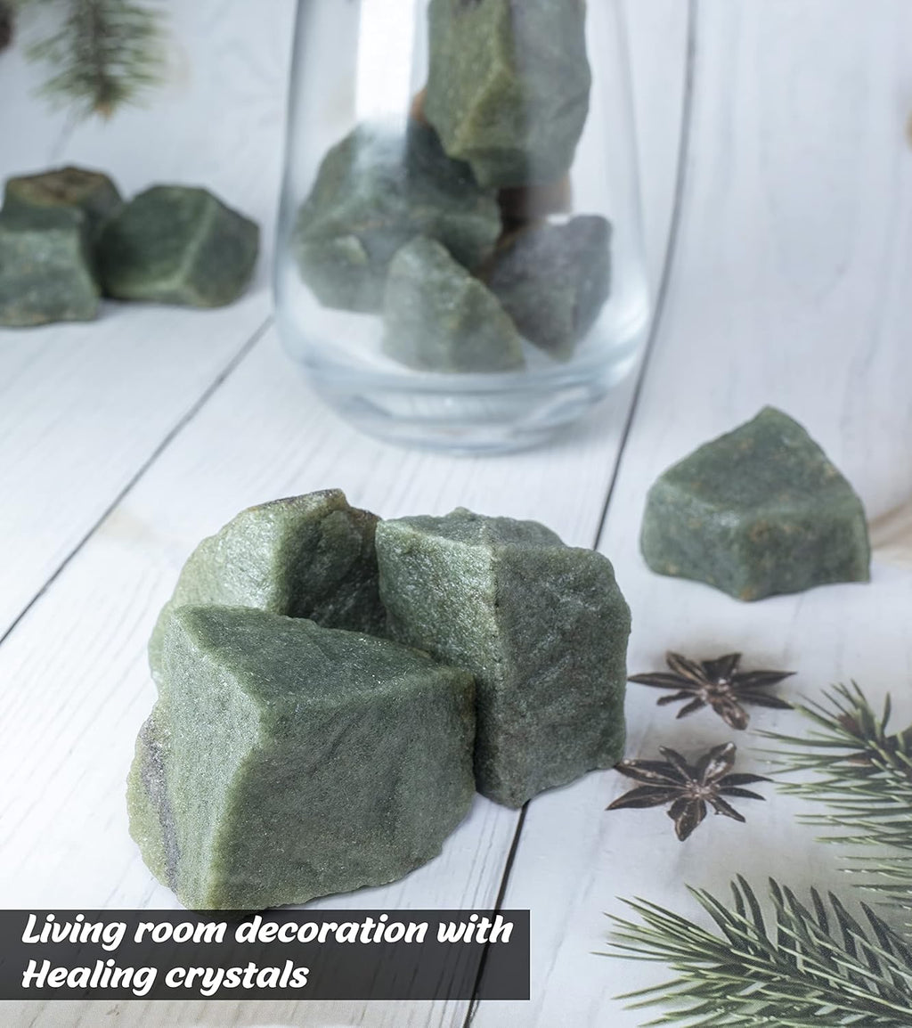 Crocon 1LB Green Aventurine Rough Bulk Natural Stone Raw Gemstone Tumbling Cabbing Polishing Mining Meditation Chakra Balancing Reiki Healing Good Luck Gift Home Office Decor