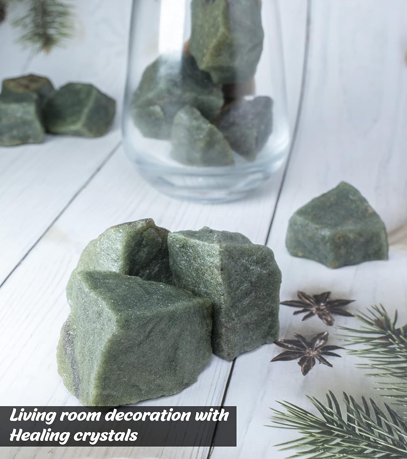 Crocon 1LB Green Aventurine Rough Bulk Natural Stone Raw Gemstone Tumbling Cabbing Polishing Mining Meditation Chakra Balancing Reiki Healing Good Luck Gift Home Office Decor
