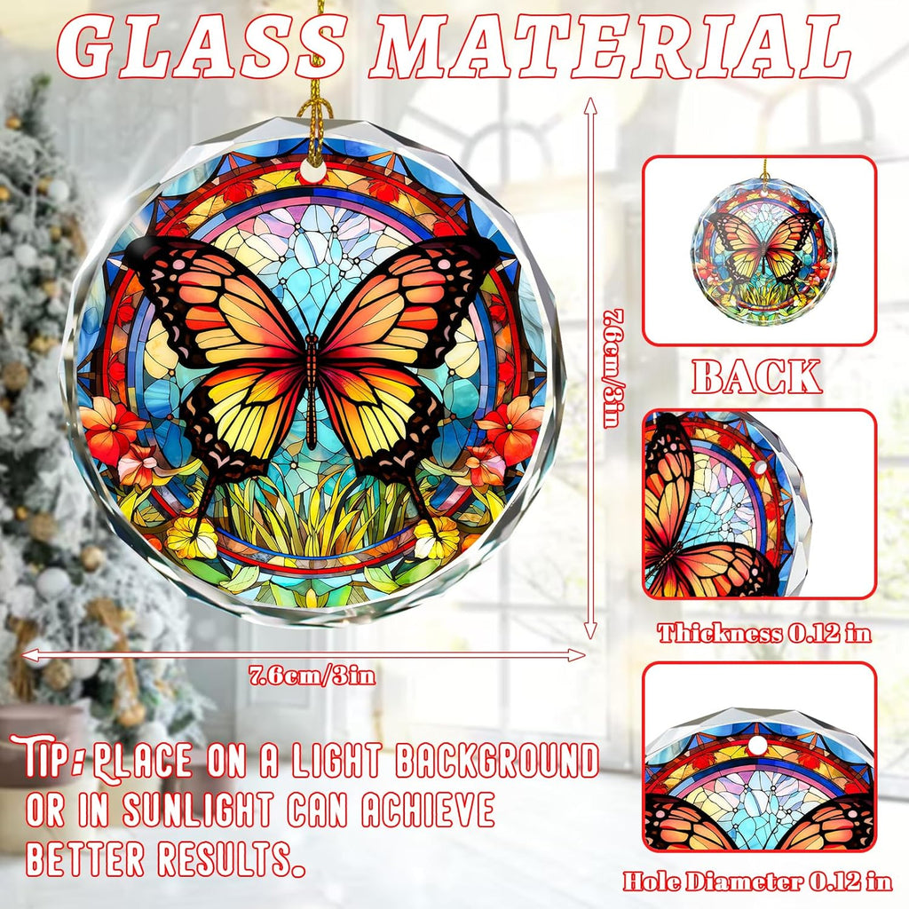 Stained Glass Butterfly Ornament - Christmas Tree Decor, Gift Exchange Present