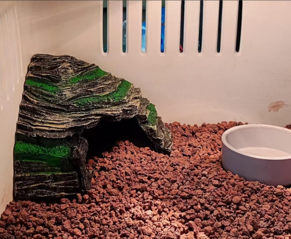 LEOTERRA Reptile Hide Cave & Basking Platform - Resin Rock Aquarium Decor for Leopard Gecko, Bearded Dragon Baby Turtle, Natural Terrarium Decoration & Snake Hideout for Fish Tank