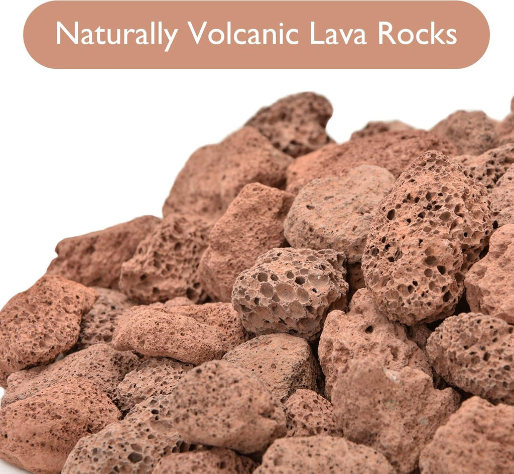 Skyflame10LB Natural Lava Rocks for Fire Pits, Fire Tables,Fireplaces, Garden Landscaping Decoration, Indoor and Outdoor Use, 3/4~1 Inch, Red