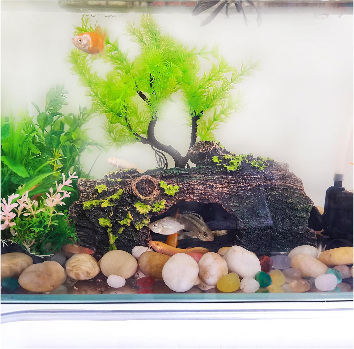 Fish Tank Decorations Aquarium Supplies Accessories Turtle Hideout Ornaments Fish Decor Bark Large Reptile House Cave Axolotl Hides