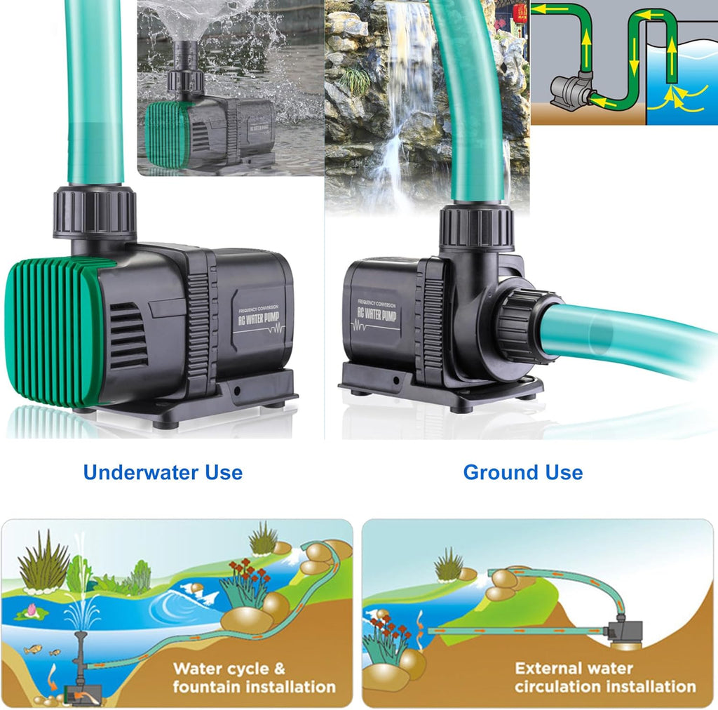 Luckerain Fish Tank Pump 1600 GPH Aquarium Pump Amphibious Submersible Water Pump Pond Return pump with Controller (12 Speed) for Aquariums Hydroponic and Koi Pond Water Circulation