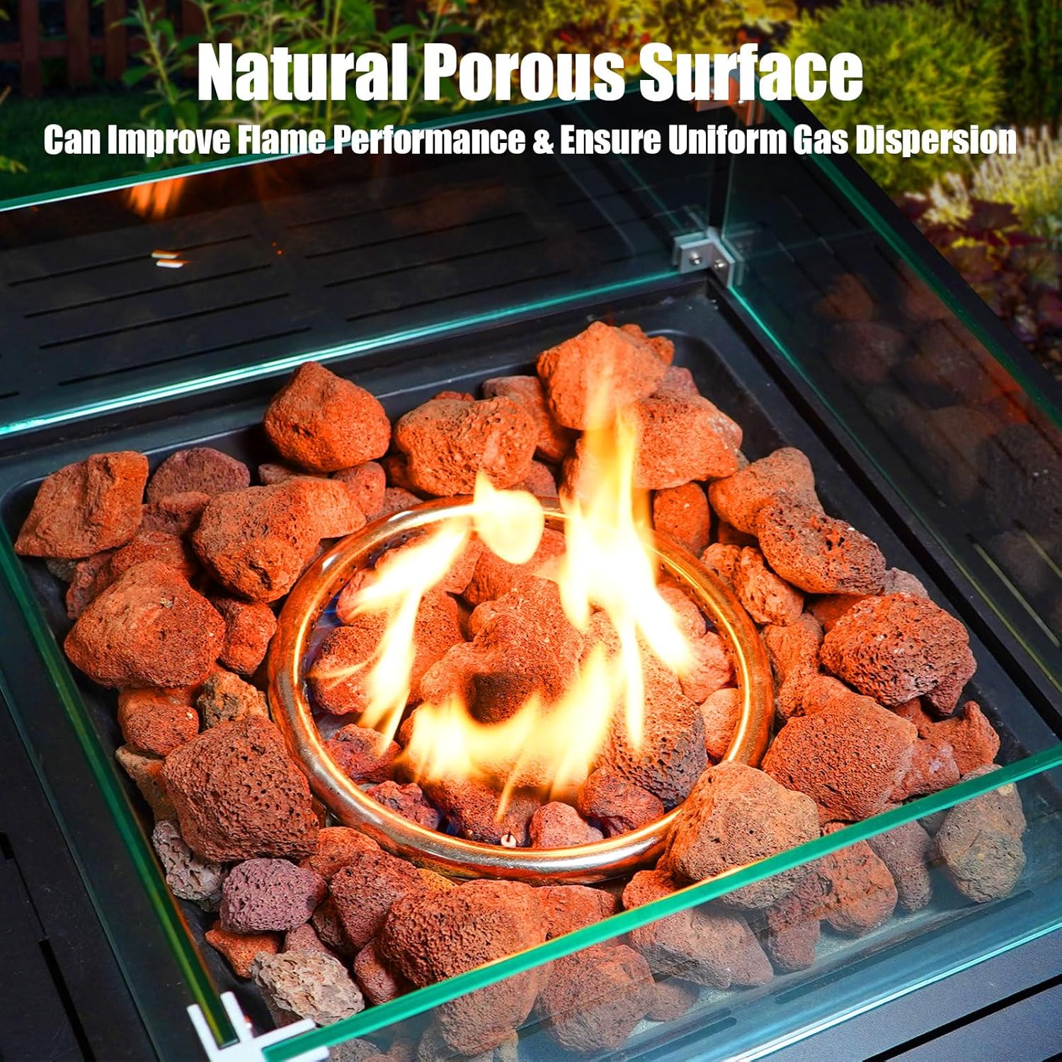 10 Pounds Red Lava Rocks for Fire Pits, Fireplaces, for Gas Log Sets, Gas Grills,Suitable for Both Indoor and Outdoor Applications (2.75"-5")